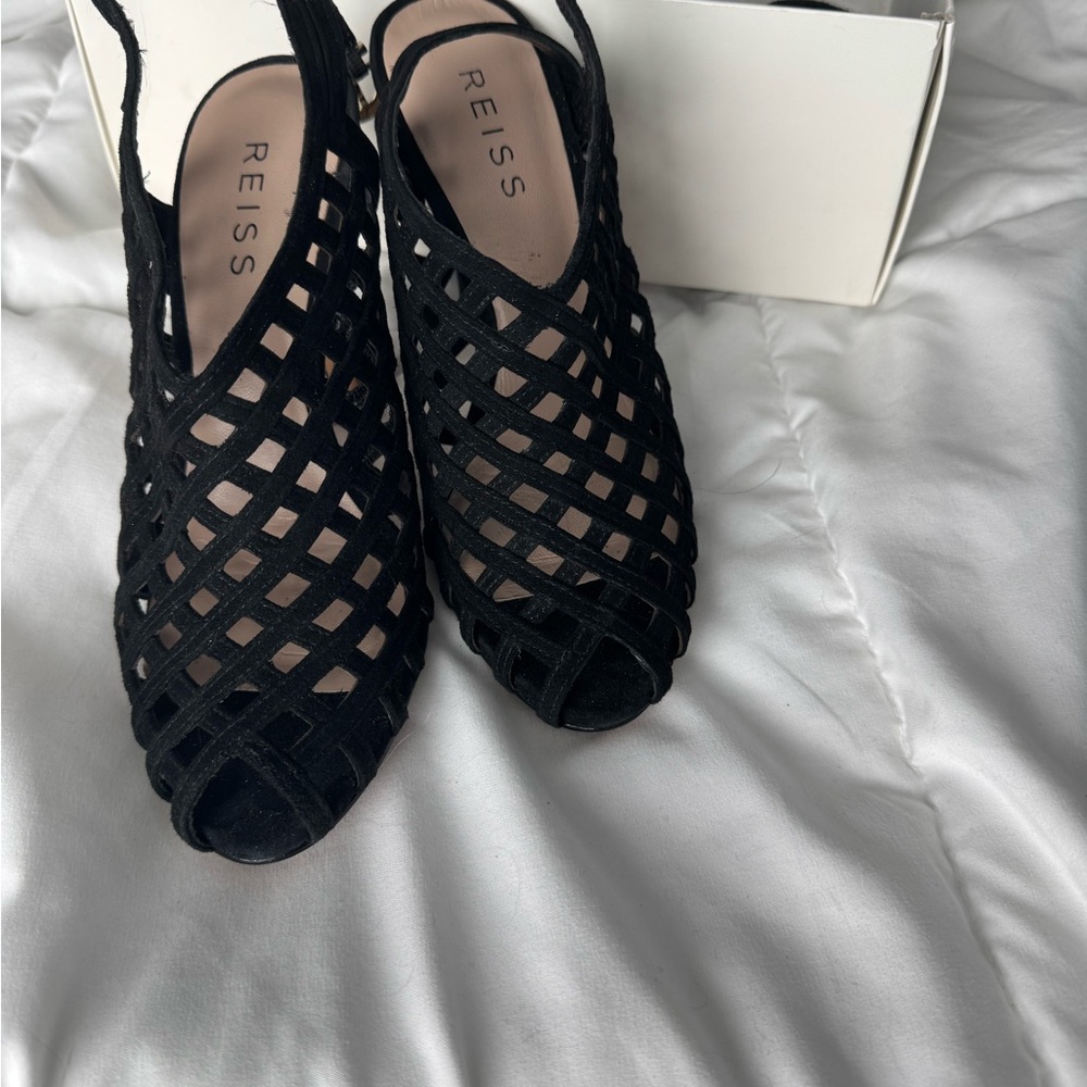 Reiss Black Caged Heels US7.5/EU38